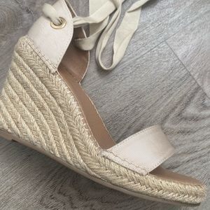 ASOS DESIGN Treat tie leg espadrille wedge sandals in natural